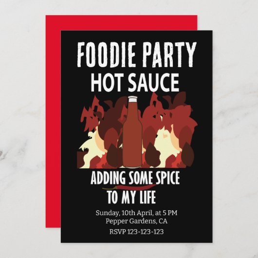 Hot Sauce Ketchup Fire Red Chili Pepper Party Kaart (Voorkant / Achterkant)