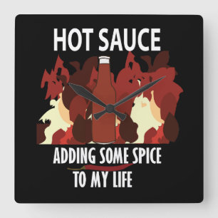 Hot Sauce Ketchup Fire Red Chili Pepper Vierkante Klok