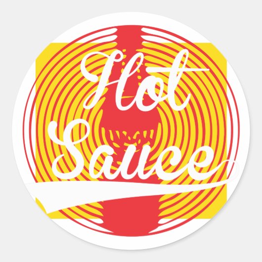 Hot Sauce. Ronde Sticker (Voorkant)