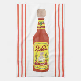 HOT SAUCE Spicy Cat Red stripe Theedoek