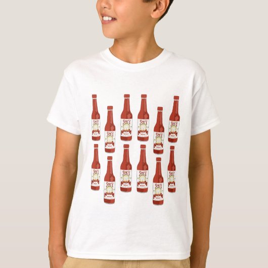 Hot Sauce Spicy Fun Picante Patroon AANPASSEN IT T-shirt (Voorkant)