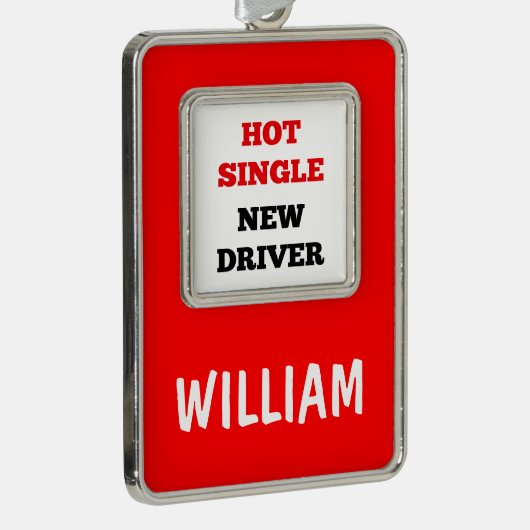 Hot Single New Driver Verzilverd Omlijst Ornament (Rechts)