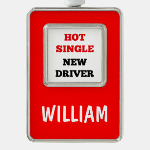 Hot Single New Driver Verzilverd Omlijst Ornament