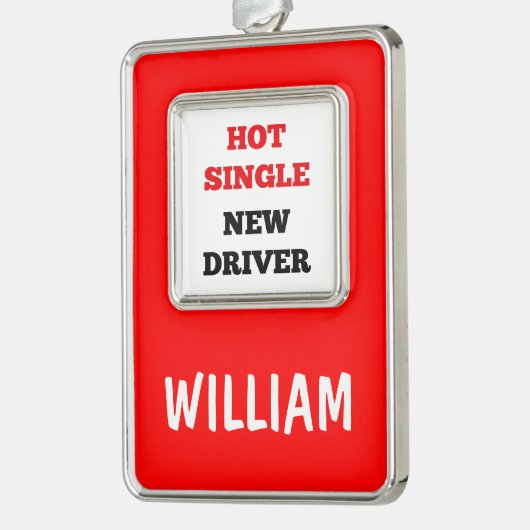 Hot Single New Driver Verzilverd Omlijst Ornament (Links)