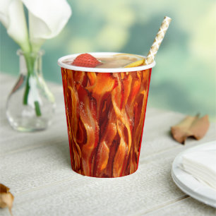 Hot Sizzling Yummy Salty Bacon Texture Papieren Bekers