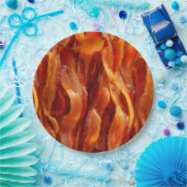 Hot Sizzling Yummy Salty Bacon Texture Papieren Bordje (Feest)