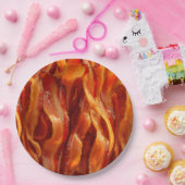Hot Sizzling Yummy Salty Bacon Texture Papieren Bordje (Feest)