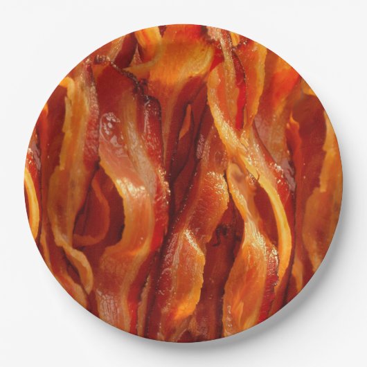 Hot Sizzling Yummy Salty Bacon Texture Papieren Bordje (Voorkant)