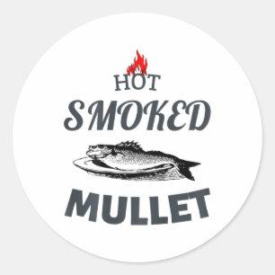 Hot Smoked Mullet BBQ Vis Gekookte Vis Restaurant Ronde Sticker