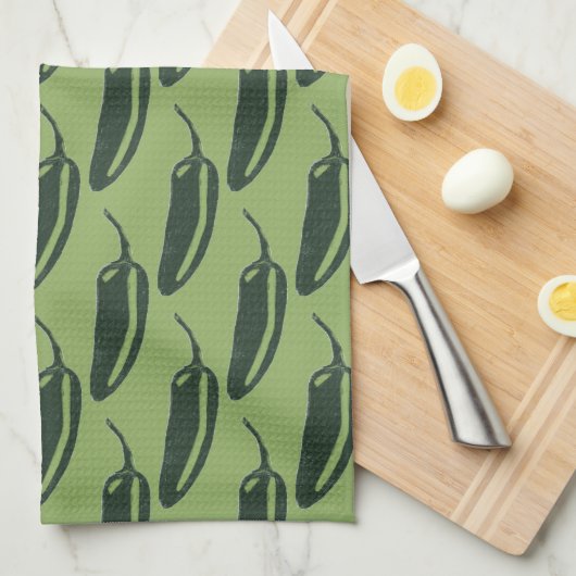 HOT & SPICY chilt jalapeno-patroon Theedoek (Quarter Fold)