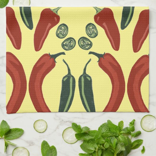 HOT & SPICY chilt jalapeno-patroon Theedoek (Gevouwen)