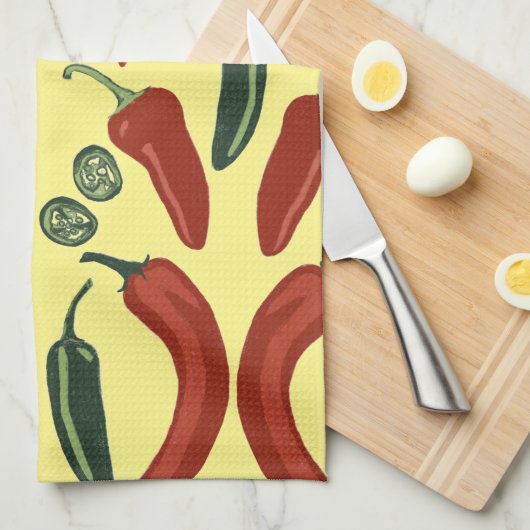 HOT & SPICY chilt jalapeno-patroon Theedoek (Quarter Fold)