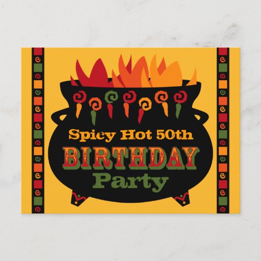 Hot & Spicy verjaardagsuitnodiging Briefkaart (Voorkant)
