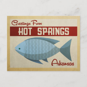 Hot Springs Arkansas Blue Fish Vintage Travel Briefkaart