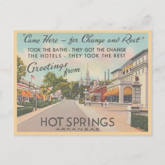 Hot Springs Arkansas  Greetings Briefkaart (Voorkant)