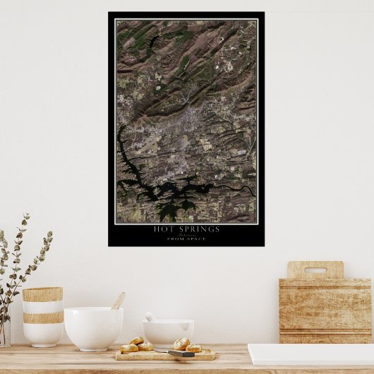 Hot Springs Arkansas van Space Satellite Map Poster (Keuken)