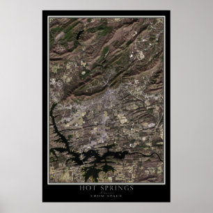 Hot Springs Arkansas van Space Satellite Map Poster