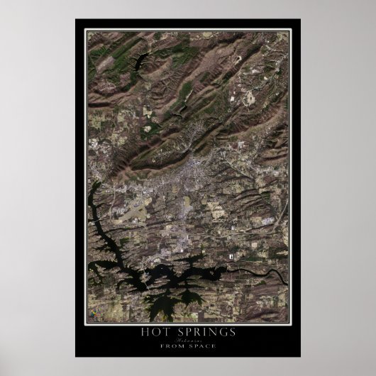 Hot Springs Arkansas van Space Satellite Map Poster (Voorkant)