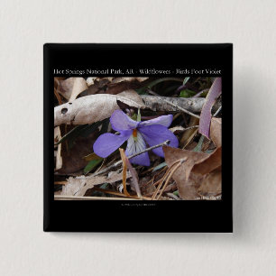 Hot Springs National Park, AR Wilde Viooltjes Cade Vierkante Button 5,1 Cm