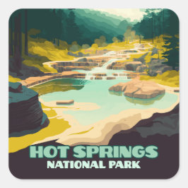 Hot Springs National Park Arkansas  Retro Vierkante Sticker