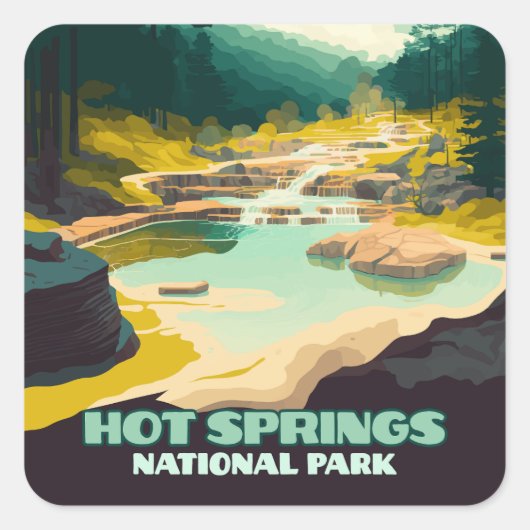 Hot Springs National Park Arkansas  Retro Vierkante Sticker (Voorkant)