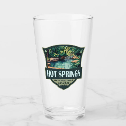 Hot Springs National Park Illustratie Retro Badge Glas (Voorkant)