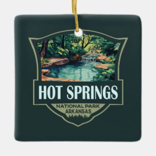 Hot Springs National Park Illustratie Retro Badge Keramisch Ornament