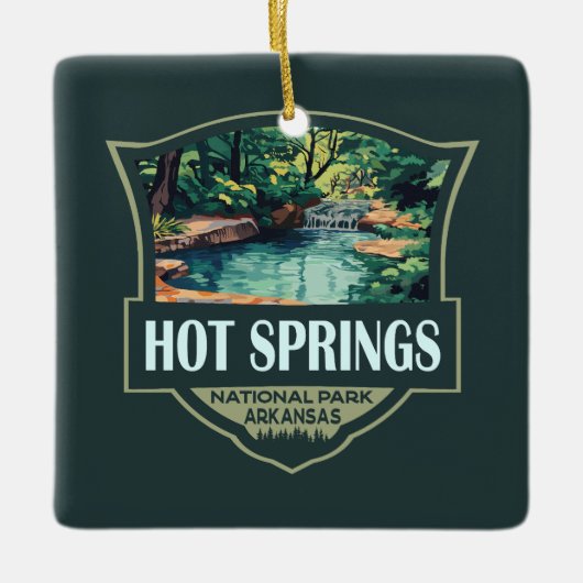 Hot Springs National Park Illustratie Retro Badge Keramisch Ornament (Voorkant)