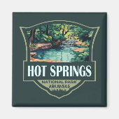 Hot Springs National Park Illustratie Retro Badge Magneet (Voorkant)