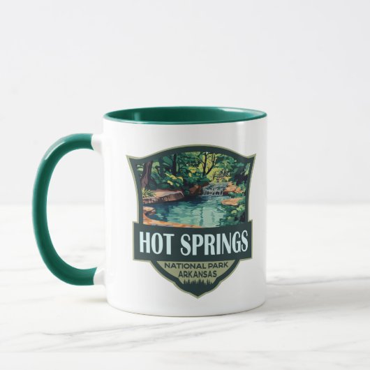 Hot Springs National Park Illustratie Retro Badge Mok (Links)