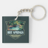 Hot Springs National Park Illustratie Retro Badge Sleutelhanger (Achterkant)