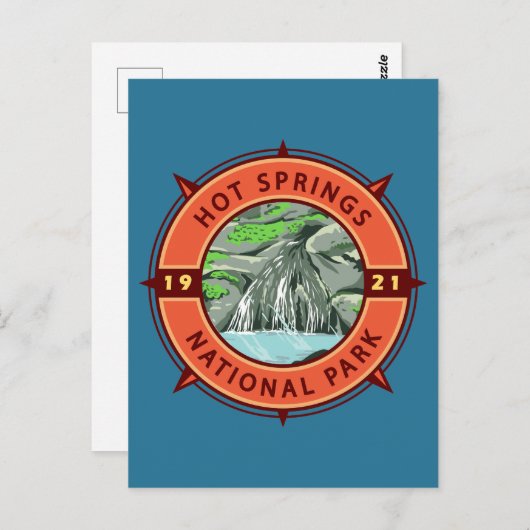 Hot Springs National Park Retro Compass Embleem Briefkaart (Voorkant / Achterkant)