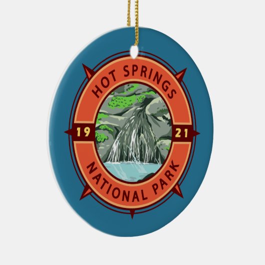 Hot Springs National Park Retro Compass Embleem Keramisch Ornament (Rechts)