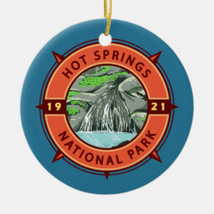 Hot Springs National Park Retro Compass Embleem Keramisch Ornament