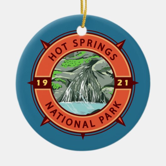 Hot Springs National Park Retro Compass Embleem Keramisch Ornament (Voorkant)