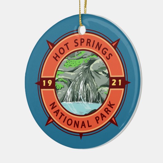 Hot Springs National Park Retro Compass Embleem Keramisch Ornament (Links)