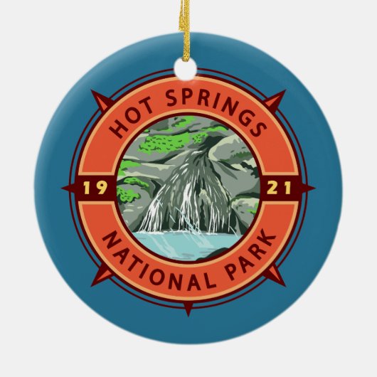 Hot Springs National Park Retro Compass Embleem Keramisch Ornament (Achterkant)