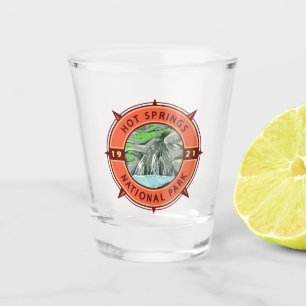 Hot Springs National Park Retro Compass Embleem Shot Glas