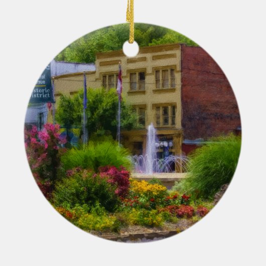 Hot Springs Roundabout Painterly Keramisch Ornament (Achterkant)
