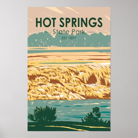 Hot Springs State Park Wyoming Retro Poster (Voorkant)