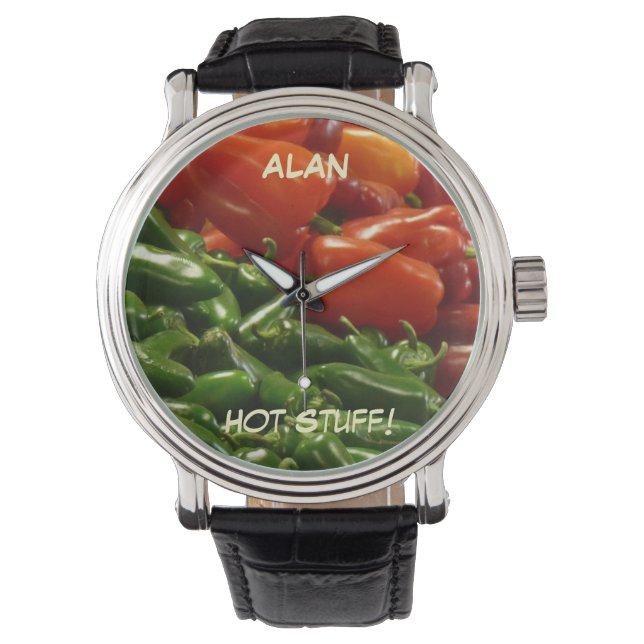 Hot Stuff, Chili Peppers, Chilies, Name, Wrist Horloge (Voorkant)