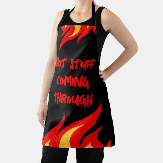 Hot Stuff Coming Door Grappige Vlam Keuken schort (Insitu)