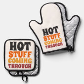 Hot Stuff die door de Humor komt Ovenwant & Pannenlap Set (Voorkant / Achterkant)