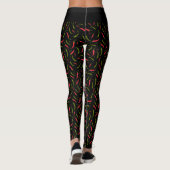 Hot Stuff Fun Red Green Chili Peppers Zwart Leggings (Achterkant)