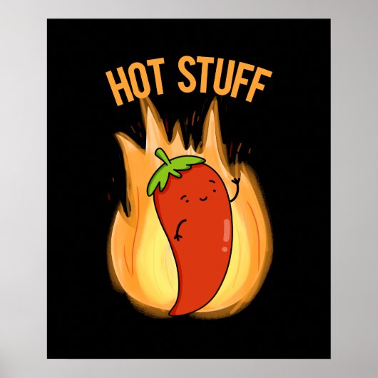 Hot Stuff Funny Red Hot Chili Pepper donk BG Poster (Voorkant)