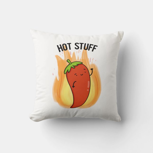 Hot Stuff Funny Red Hot Chili Pepper Pun Kussen (Voorkant)