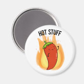 Hot Stuff Funny Red Hot Chili Pepper Pun Magneet (Voorkant / Achterkant)