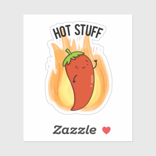 Hot Stuff Funny Red Hot Chili Pepper Pun Sticker (Vel)