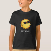 Hot Stuff Funny Sun Pun Dark BG T-shirt (Voorkant)