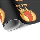 Hot Stuff Grappig Red Hot Chili Pepper Pun Dark BG Cadeaupapier (Rol Hoek)